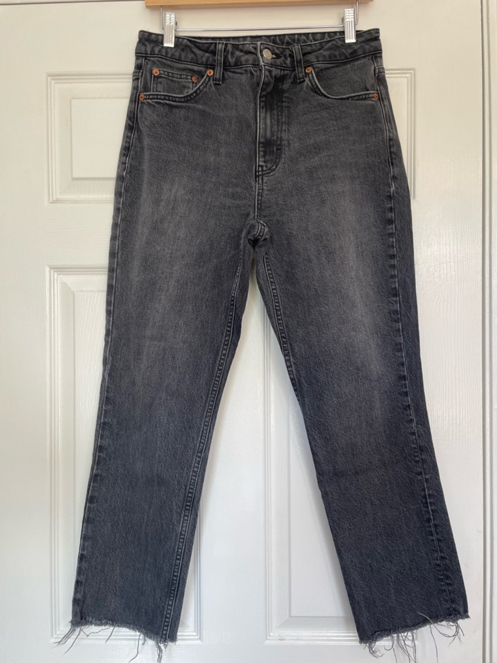 Topshop Black Washed Ankle Cropped Jeans